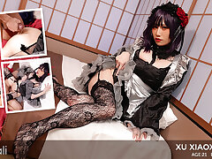 Taiwanese Miss Xiao Ye Ye gets a new costume to cosplay and feels very sexy