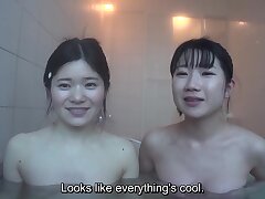 Adorable first time Japanese lesbians private vacation video